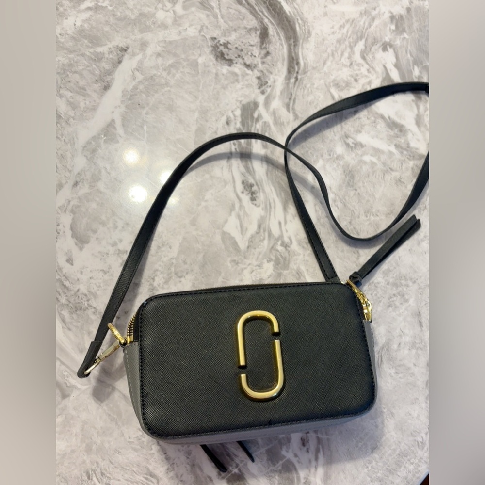 Marc Jacobs Black Crossbody Bag with Gold Accents